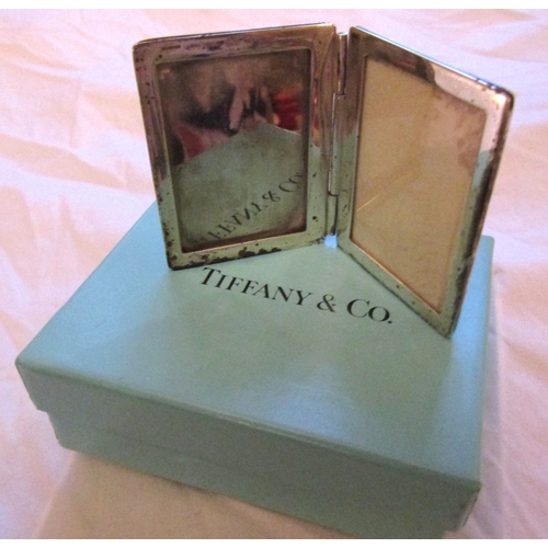 40 - Tiffany Silver Double Photograph Holder Hinge Form Approximately 6cm High Tiffany Box Present