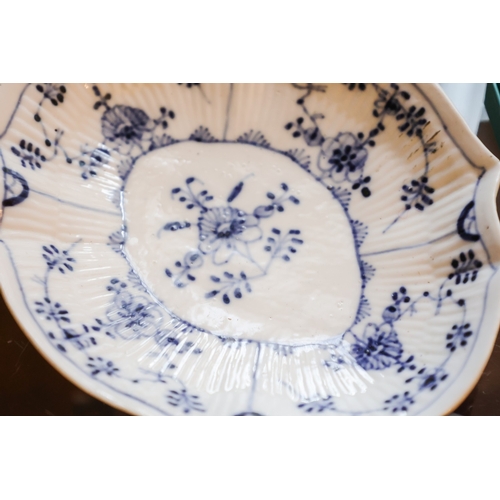 41 - Old Meissen Dish Blue and White Pattern Oval Shaped Form Crossed Swords to Base Approximately 6cm Wi... 
