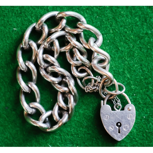 45 - Silver Ladies Bracelet Padlock Clasp Interlinking Form