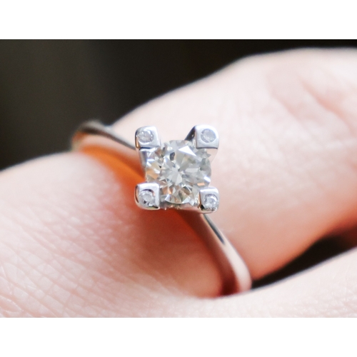 48 - Diamond Solitaire Ring Mounted on Eighteen Carat Yellow Gold Band Good Scintillation Band Size L