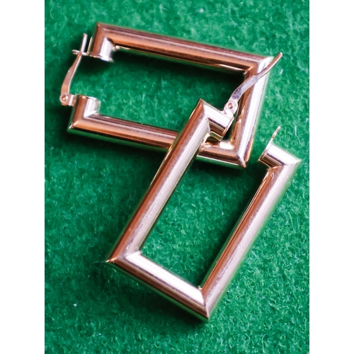 49 - Pair of Nine Carat Yellow Gold Design Earrings Rectangular Form Each 2.7cm High Approximately