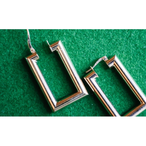 49 - Pair of Nine Carat Yellow Gold Design Earrings Rectangular Form Each 2.7cm High Approximately