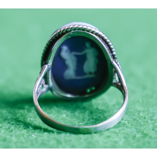 52 - Jasperware Wedgwood Panel Ring Nine Carat Yellow Gold Band Size N and a Half