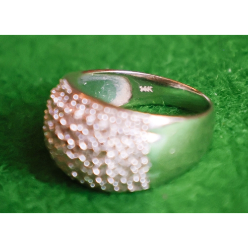 53 - Fourteen Carat Yellow Gold Diamond Set Ladies Bombe Form Ring Band Size N and a Half