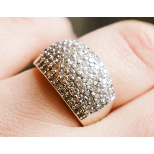 53 - Fourteen Carat Yellow Gold Diamond Set Ladies Bombe Form Ring Band Size N and a Half