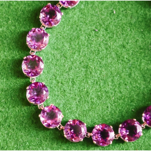 54 - Nine Carat Amethyst Set Ladies Bracelet Articulated Form Attractively Detailed 20cm Long