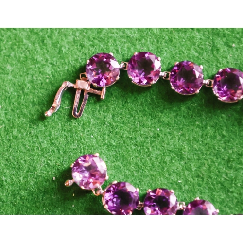 54 - Nine Carat Amethyst Set Ladies Bracelet Articulated Form Attractively Detailed 20cm Long