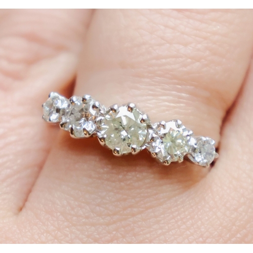 55 - Five Stone Diamond Ring Mounted on Eighteen Carat Yellow Gold Band Size Q