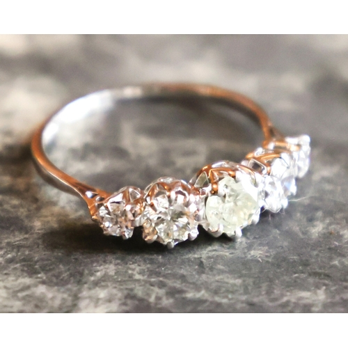 55 - Five Stone Diamond Ring Mounted on Eighteen Carat Yellow Gold Band Size Q