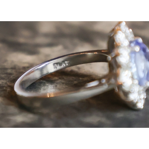 56 - Sapphire and Diamond Ladies 18 Carat Gold Cluster Ring Mounted on Platinum Band Diamonds of High Col... 