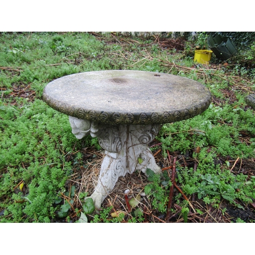 6 - Composite Stone Garden Table Circular Form Approximately 32 Inches Diameter