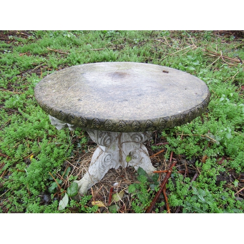 6 - Composite Stone Garden Table Circular Form Approximately 32 Inches Diameter