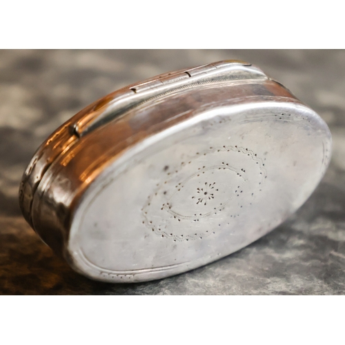 62 - Georgian Silver Desk Box Oval Form Incised Detailing Hinged Cover