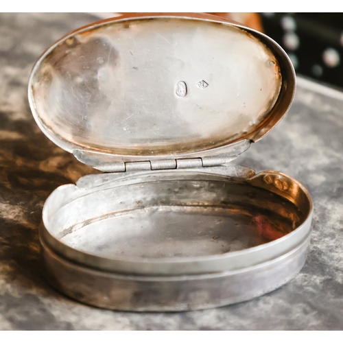 62 - Georgian Silver Desk Box Oval Form Incised Detailing Hinged Cover