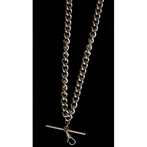 71 - Ladies Silver T-Bar Clasp Curb Link Necklace Full Length