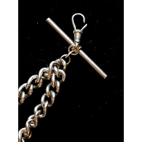 71 - Ladies Silver T-Bar Clasp Curb Link Necklace Full Length