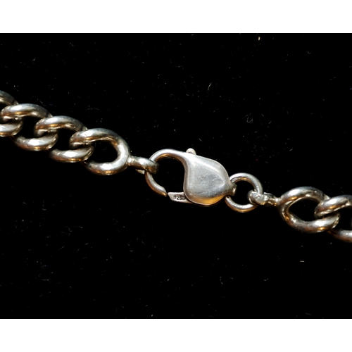 71 - Ladies Silver T-Bar Clasp Curb Link Necklace Full Length