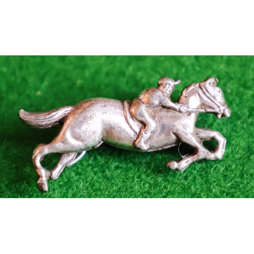 75 - Silver Ladies Brooch Galloping Stallion with Jockey Approximately 4cm Wide