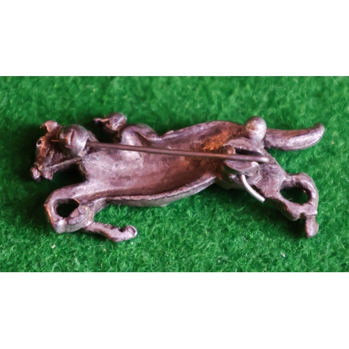 75 - Silver Ladies Brooch Galloping Stallion with Jockey Approximately 4cm Wide