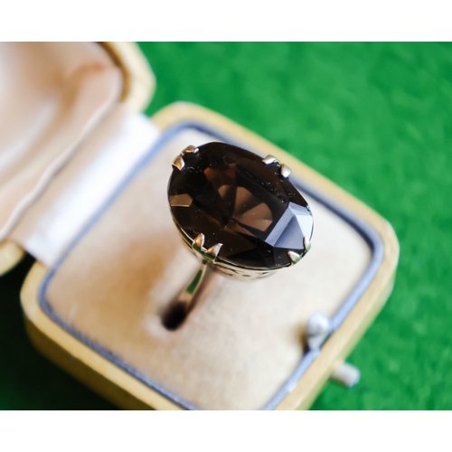 77 - Vintage Nine Carat Yellow Gold Antique Ring Smokey Quartz Band Size J