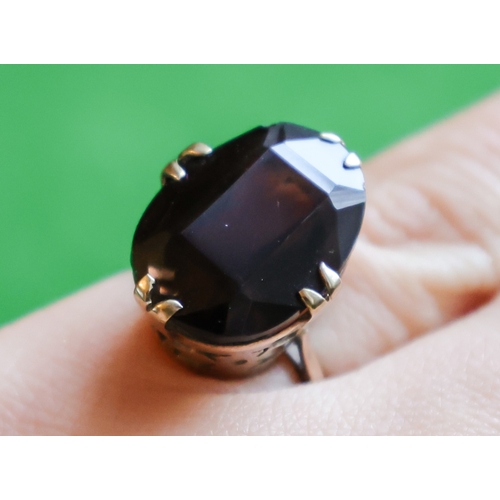 77 - Vintage Nine Carat Yellow Gold Antique Ring Smokey Quartz Band Size J