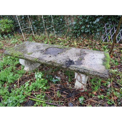 8 - Composite Stone Garden Bench Scrolled Plinth End Rests Approximately 4ft 4 Inches Wide