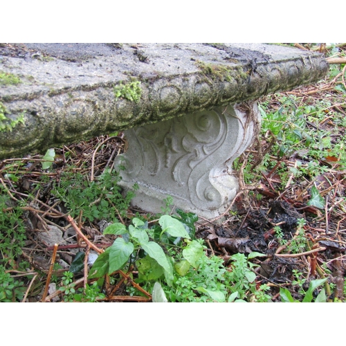 8 - Composite Stone Garden Bench Scrolled Plinth End Rests Approximately 4ft 4 Inches Wide