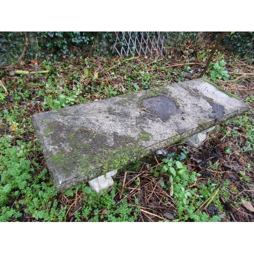 8 - Composite Stone Garden Bench Scrolled Plinth End Rests Approximately 4ft 4 Inches Wide