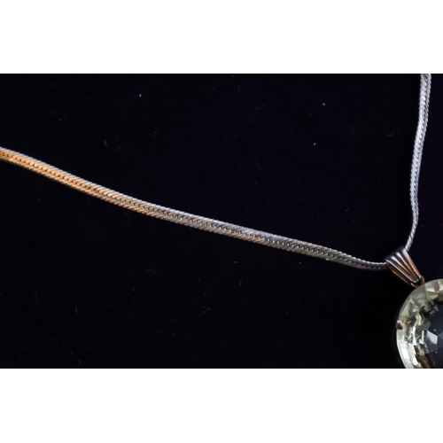 80 - Citrine Pendant Necklace Silver Mounted on Silver Chain Attractively Detailed Citrine of Attractive ... 