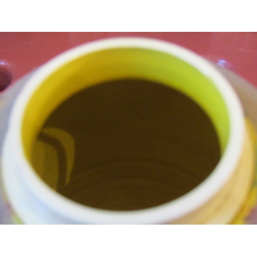 83 - Pair of Eastern Vases with Covers Yellow Ground with Avian Motif Decoration Each Approximately 9 Inc... 