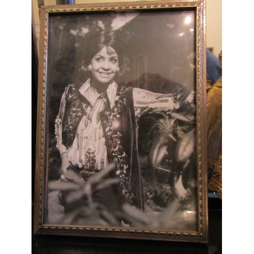 84 - Gilded Bronze Statue with Framed Photograph of Mona Baptiste (1926-1973) Statue Approximately 5 Inch... 