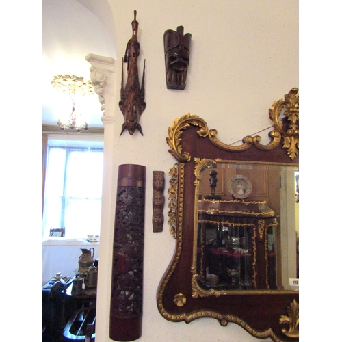 90 - Four Tribal Wall Mounted Carvings Tallest 22 Inches High