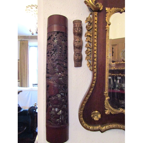 90 - Four Tribal Wall Mounted Carvings Tallest 22 Inches High