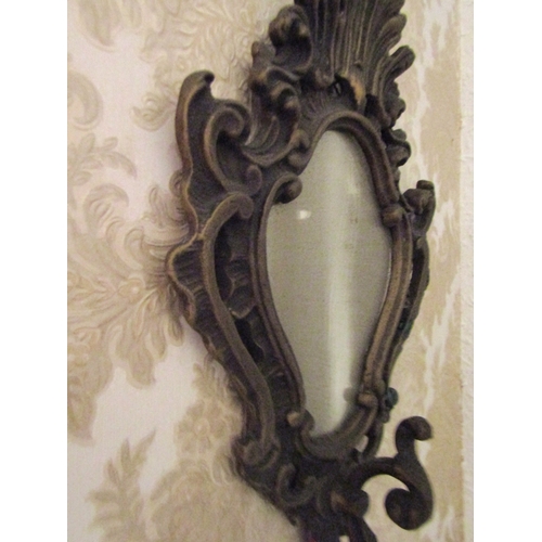 91 - Vintage Mirror Inset Cartouche Form Single Sconce Wall Mounted Light