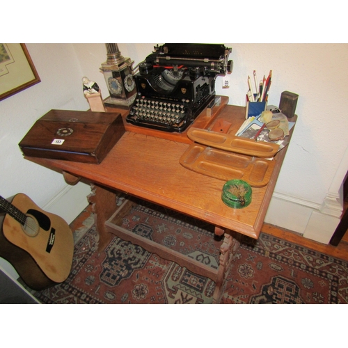 96 - Antique Carved End Table with Single Drawer Antique Approximately 4ft Wide