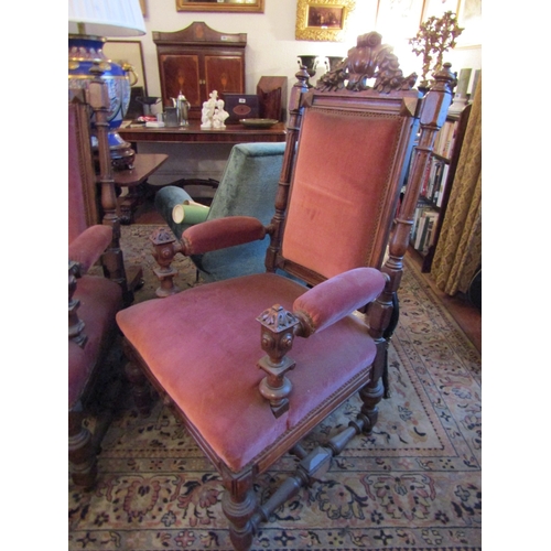 99 - Antique Three Piece Drawing Room Suite Well Carved Settee Approximately 5ft 6 Inches Wide