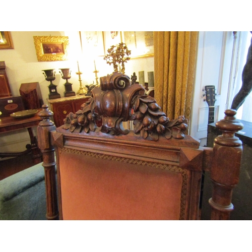 99 - Antique Three Piece Drawing Room Suite Well Carved Settee Approximately 5ft 6 Inches Wide