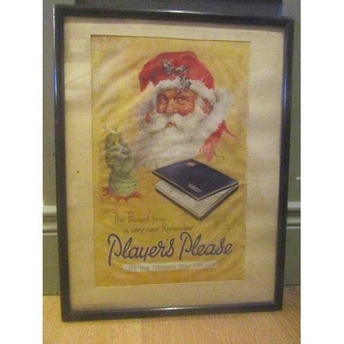 119 - Old Player's Please Christmas Cigarette Advertisement Original Frame Approximately 16 Inches High