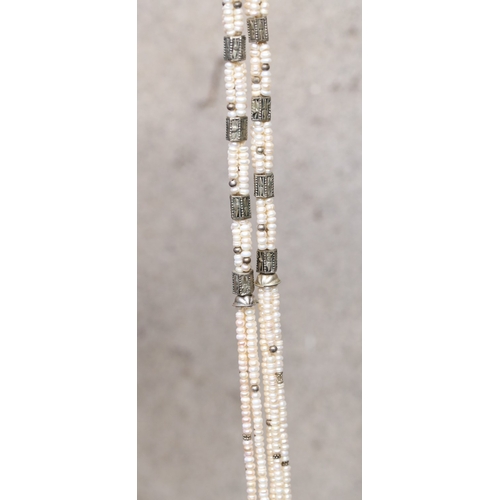 102 - Cultured Pearl Wrap Around Form Necklace of Good Length