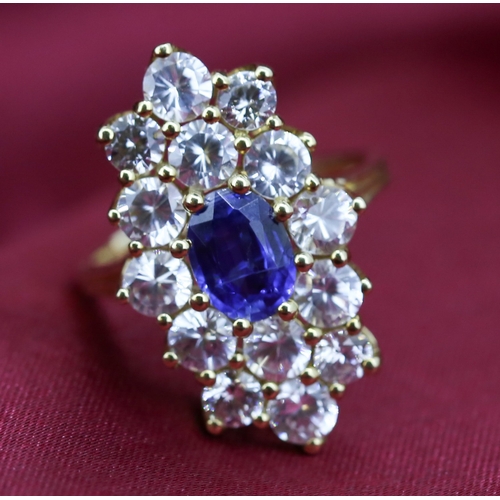 103 - Attractively Detailed Kyanite and Zircon Set Cluster Form Cocktail Ring Mounted in 9 Carat Yellow Go... 
