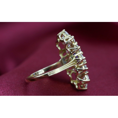 103 - Attractively Detailed Kyanite and Zircon Set Cluster Form Cocktail Ring Mounted in 9 Carat Yellow Go... 