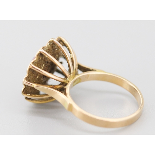 106 - Pink Sapphire Single Stone Set Floral Motif Ring Mounted in 9 Carat Yellow Gold Ring Size J and a Ha... 