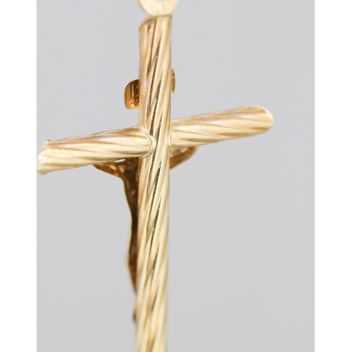 109 - 9 Carat Yellow Gold Crucifix Pendant 4cm Set on 9 Carat Yellow Gold Chain 42cm Long