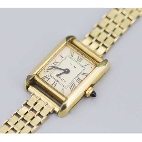 110 - 18 Carat Gold Electroplated NM Ladies Quartz Wristwatch Roman Numerals