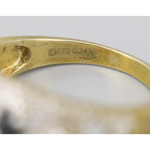 112 - Sapphire Pear Cut Four Stone Set Ring with Further Diamond Set Surround Mounted in 9 Carat Yellow Go... 