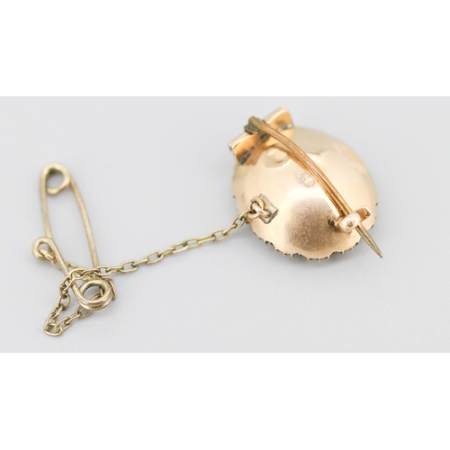 113 - Attractively Detailed Citrine and Pearl Set Brooch Mounted in 9 Carat Rose Gold with Safety Chain 2c... 