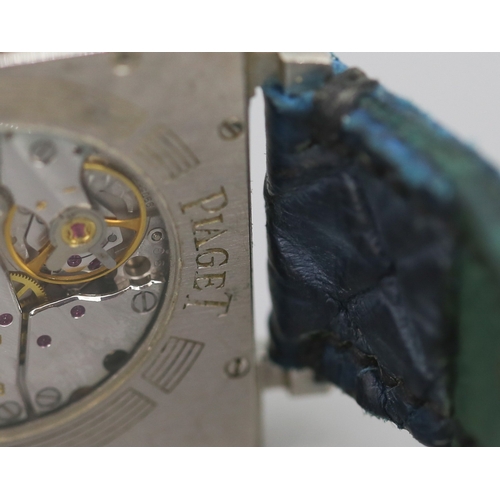 116 - Piaget Altiplano 18 Carat White Gold Cased Swiss Made Gentleman's Wristwatch Roman Numerals Navy Dia... 