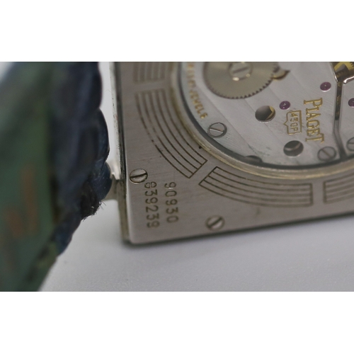 116 - Piaget Altiplano 18 Carat White Gold Cased Swiss Made Gentleman's Wristwatch Roman Numerals Navy Dia... 