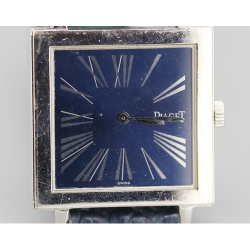 116 - Piaget Altiplano 18 Carat White Gold Cased Swiss Made Gentleman's Wristwatch Roman Numerals Navy Dia... 