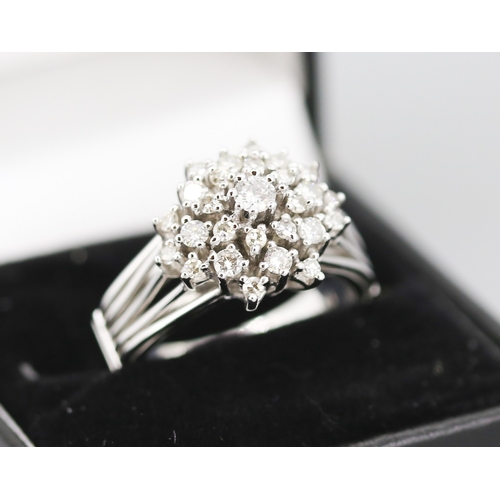 120 - Finely Detailed Diamond Cluster Set Ring Mounted in 18 Carat White Gold Ring Size R